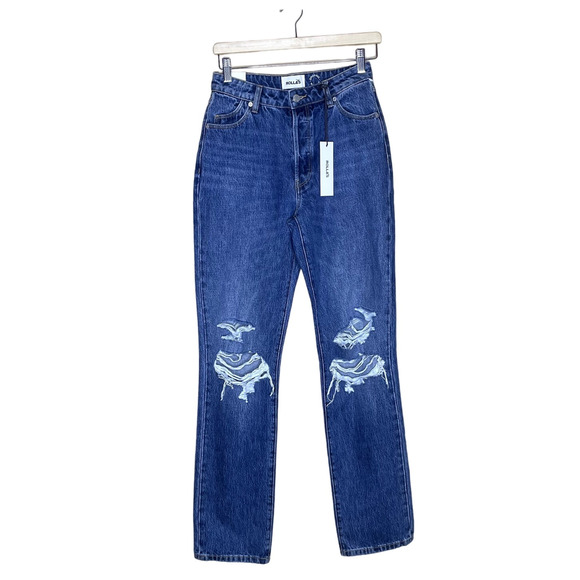 Rolla's Classic Straight Leg High Rise Organic Distressed Jeans NWT Size 26 - Picture 3 of 8